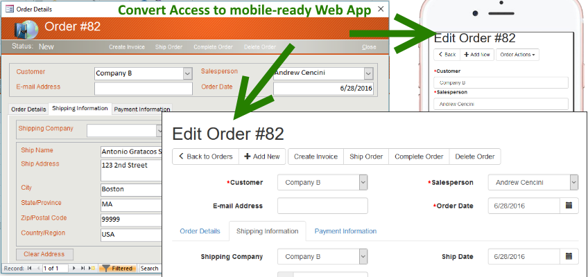 migrate from MS Access to mobile-ready Web Application